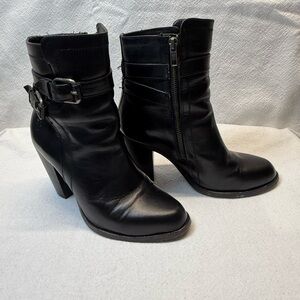 Frye Baddie Black Biker Boots Goth Metal Silver Buckles Rockin Roll Cool Girl